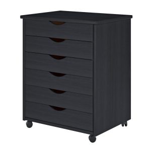 Adeptus-Black-6-Drawer-Solid-Wood-Wide-Roll-Cart