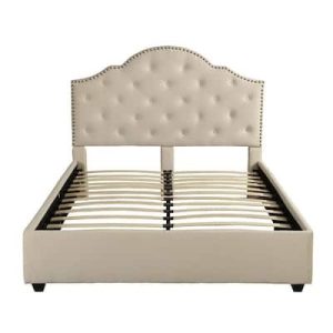 Noble-House-Cordeaux-Queen-Size-Beige-Fully-Upholstered-Bed-Frame-with-Button-Tufting-and-Nailhead-Accents