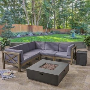 Noble-House-Culatra-Grey-7-pc-Wood-Patio-Fire-Pit-Sectional-Seating-Set-with-Dark-Grey-Cushions