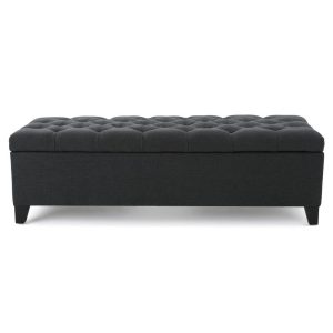 Noble-House–Dark-Gray-Tufted-Fabric-Storage-Bench