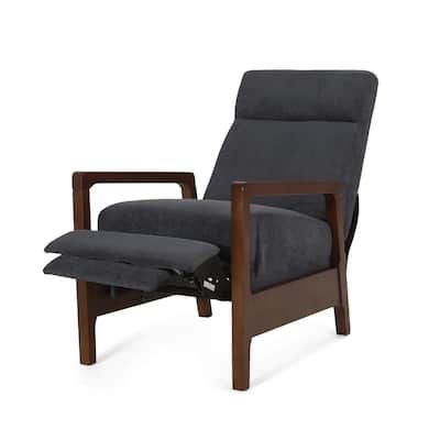 Noble-House--Ismay-Charcoal-and-Brown-Fabric-Waterfall-Back-Pushback-Recliner-Chair